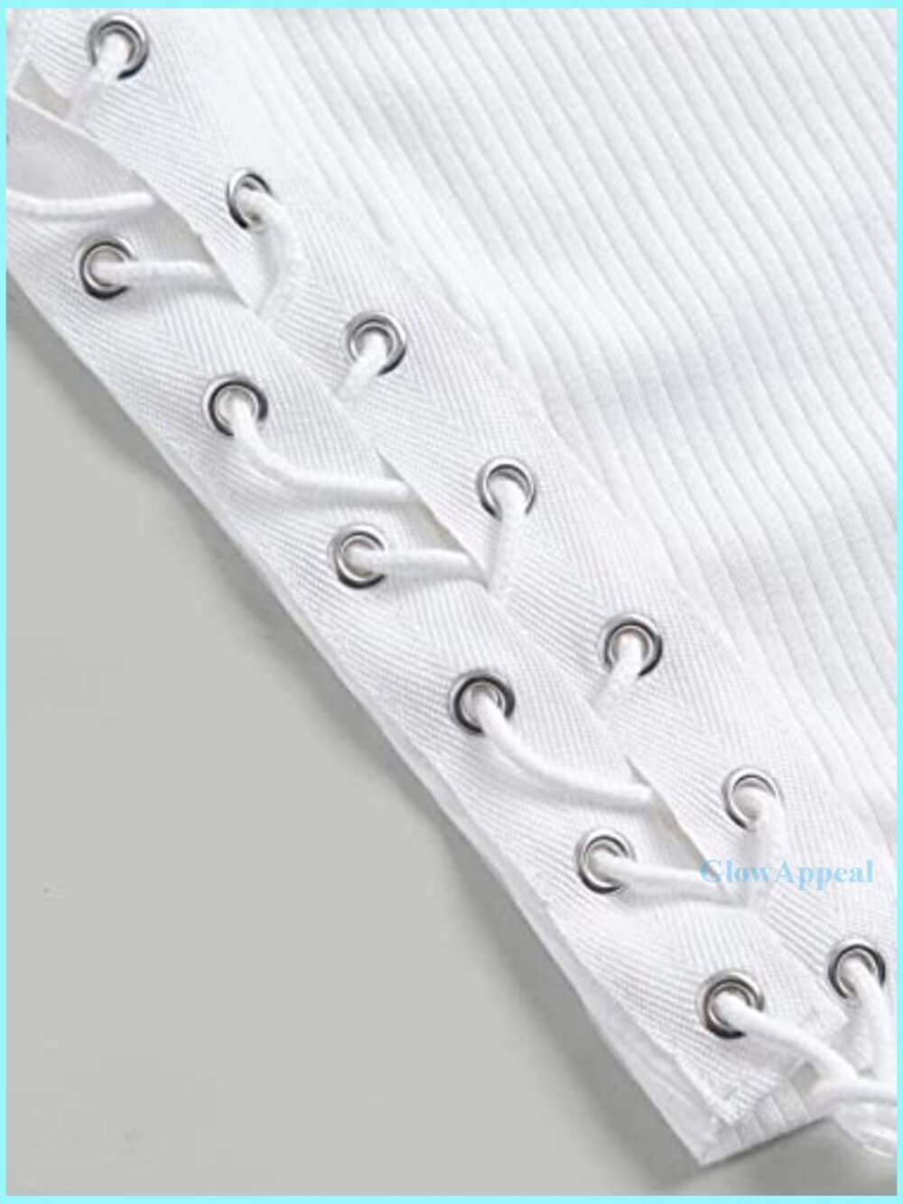 Sleeveless Ribbed Crop Tank Top with Star Rhinestone Lace-Up Detail - Picture 5 of 7